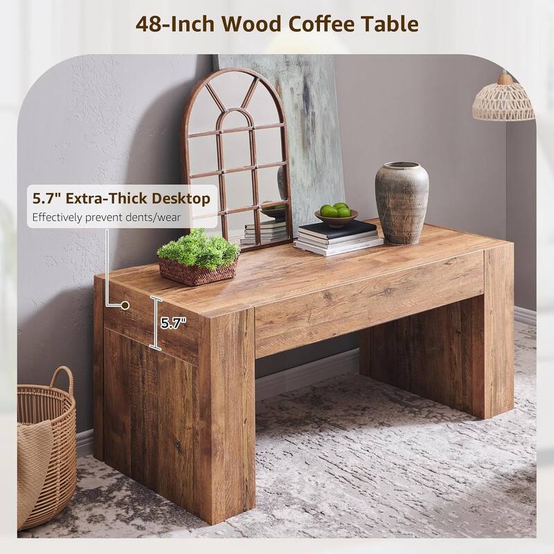 Modern Coffee Table, Wooden Living Room Table w/ Hidden Storage Drawer