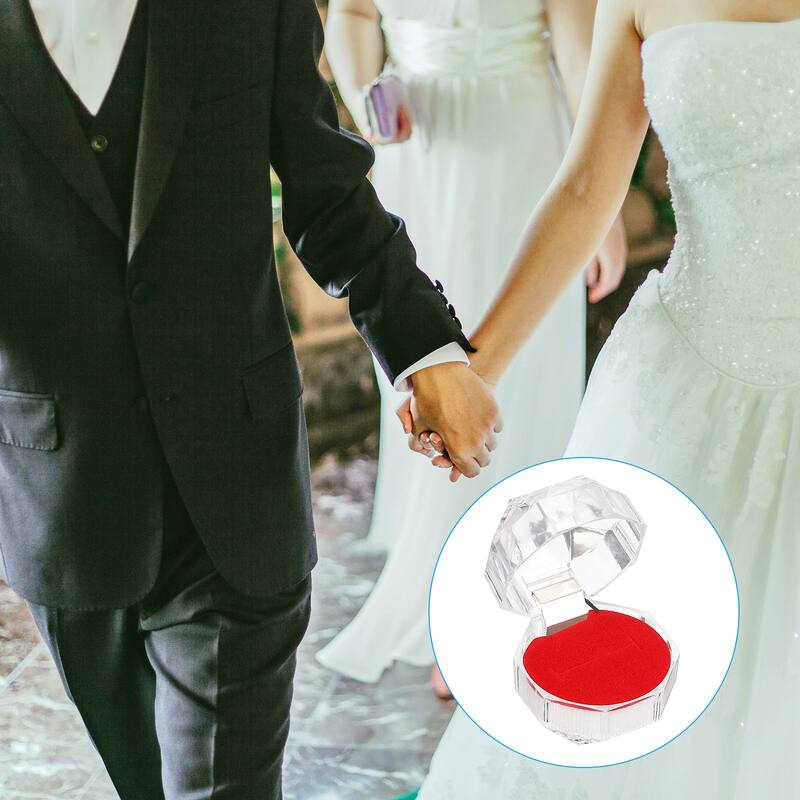 40 Pcs Clear Plastic Ring Boxes with Foam Insert for Wedding 1.5"x1.5"