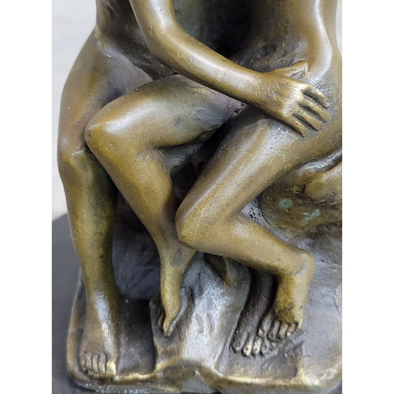 Signed The Kiss By French Sculptor Rodin Bronze Sculpture Art Deco Figure
