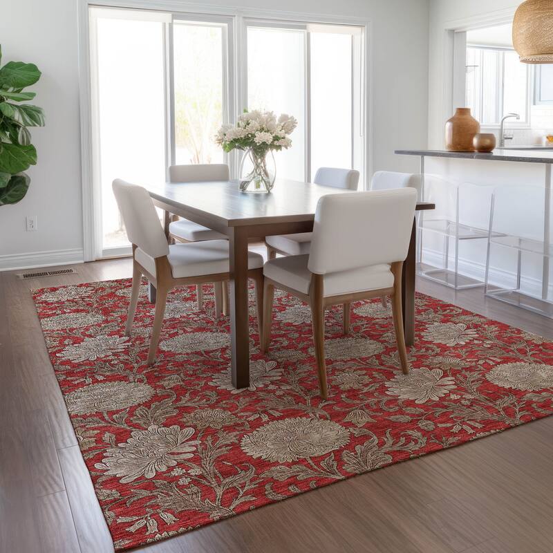 Machine Washable Indoor/ Outdoor Chantille Floral Rug
