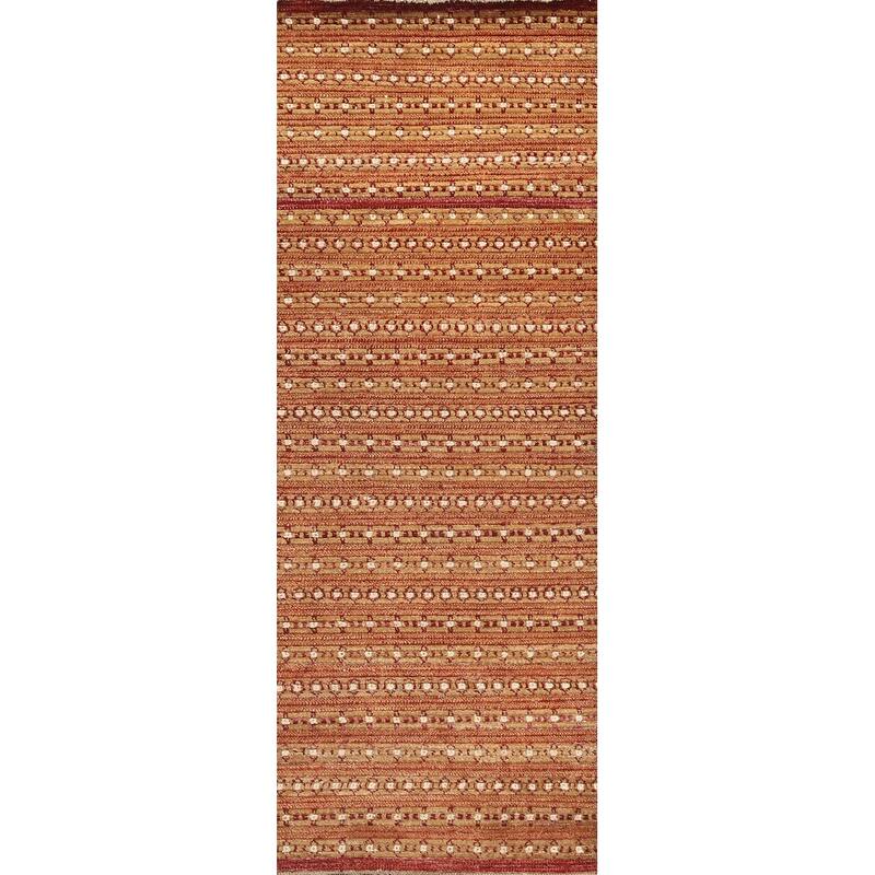 Striped Gabbeh Kashkoli Oriental Runner Rug Hand-knotted Wool Carpet - 2'9" x 8'1"