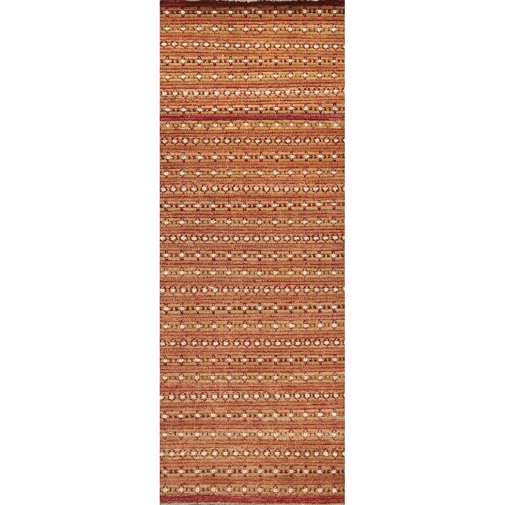 Striped Gabbeh Kashkoli Oriental Runner Rug Hand-knotted Wool Carpet - 2'9" x 8'1"