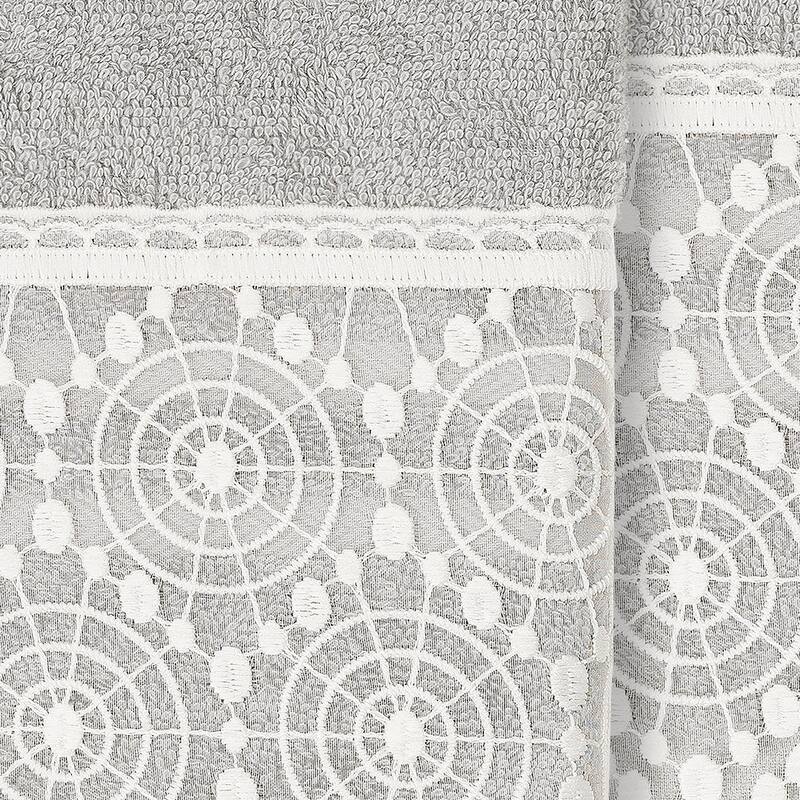 Authentic Hotel and Spa 100% Turkish Cotton Arian 2PC Cream Lace Embellished Hand Towel Set