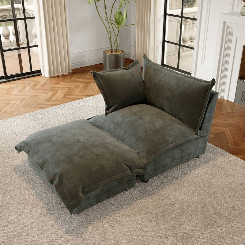 Modern Cloud Chaise Longue Accent Chair with Ottoman set