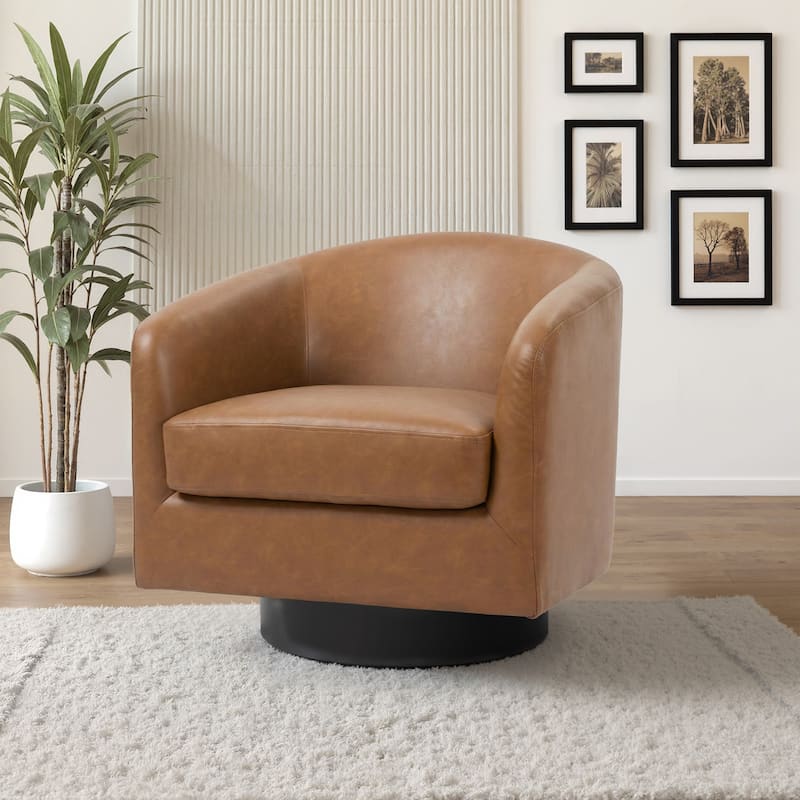 2 Set Modern Wide Round Swivel Accent Barrel Chairs