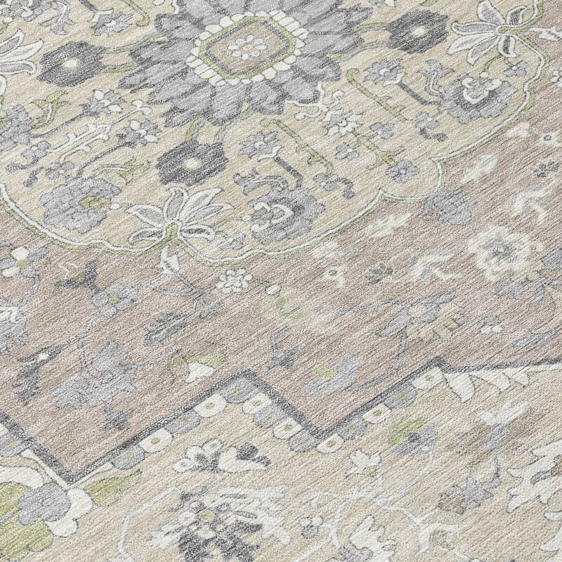 Machine Washable Indoor/ Outdoor Traditional Medallion Chantille Rug