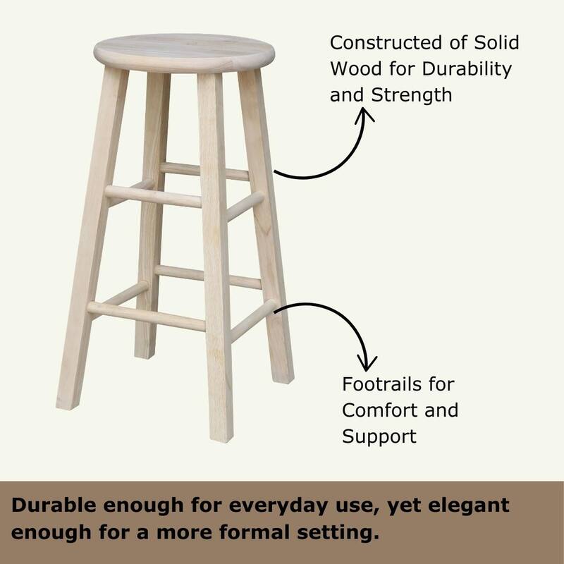International Concepts Unfinished Round Top Stool
