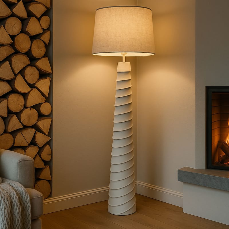 Aria Home 59" Modern Resin Floor Lamp with Linen Shade for Living Room