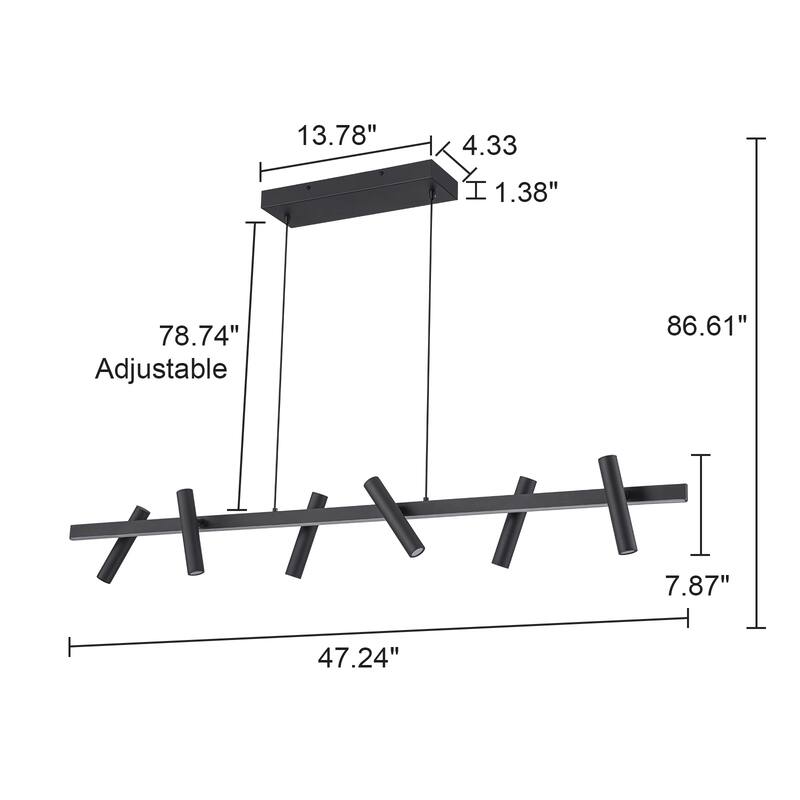 6 Light Modern Industrial LED Track Lighting Kit Industrial Adjustable Linear Spotlights - W47.24"