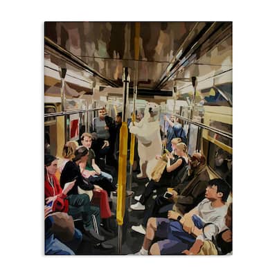 Stupell Polar Bear on Subway Canvas Wall Art Design By Keith Thomson