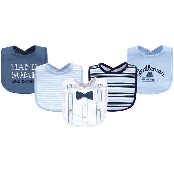 slide 1 of 1, Little Treasure Baby Boy Cotton Bibs 5pk, Light Blue Suspenders, One Size - Light Blue Suspenders - One Size One Size - Light Blue Suspenders