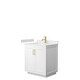 preview thumbnail 100 of 168, Miranda Single Vanity Set, Cultured Marble Top, No Mirror 30-Inch Single - White, Gold Trim, Carrara Cultured Marble Top