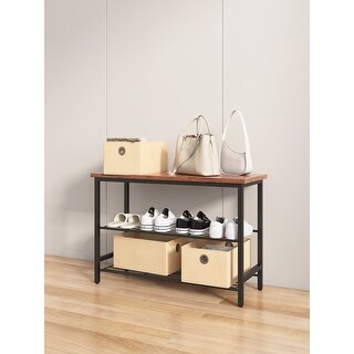 3-Tier Metal Shoe Rack With Wood Top - & Space-Saving