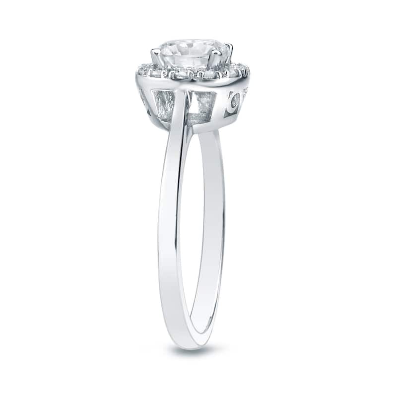 Auriya 14k Gold Round Halo Diamond Engagement Ring 1/2ctw