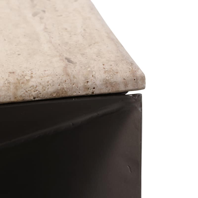 Metal Travertine EndTable Contemporary Sculptural Base - 25" Bronze - 24.75"