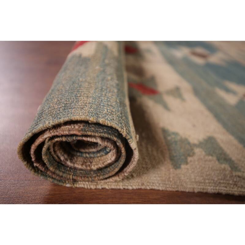 Striped Geometric Kilim Persian Area Rug Hand-Woven Wool Carpet - 4'6"x 9'2"