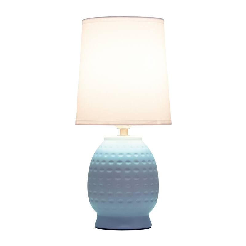 Petite Dimpled Ceramic Table Lamp with Tapered Shade - 12.5" - Blue