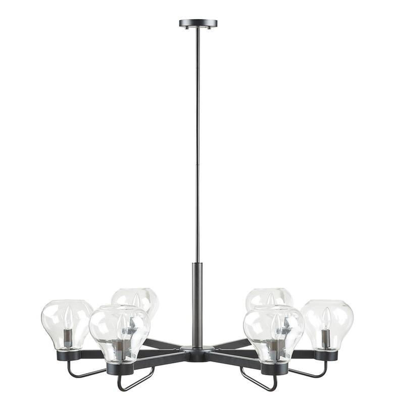 6-Light Chandelier with Bowl Shaped Glass Shades
