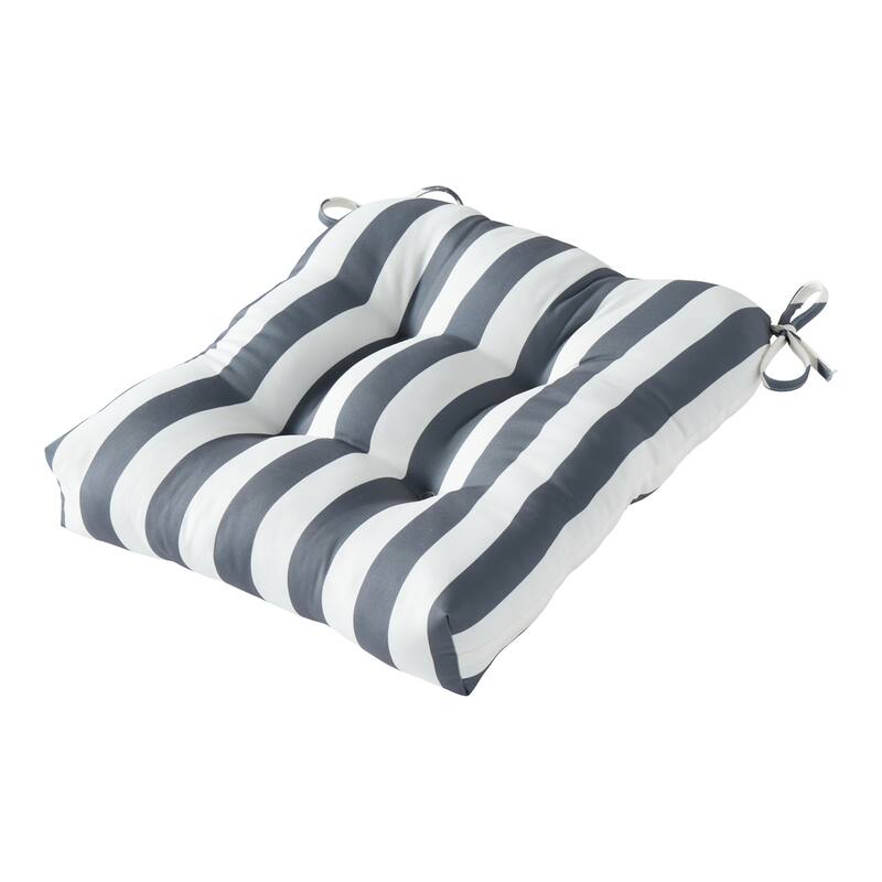 20-inch Square Polyester Outdoor Dining Seat Cushion by Greendale Home Fashions - Canopy Stripe Gray