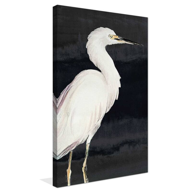 "Heron on Black II" Print on Canvas