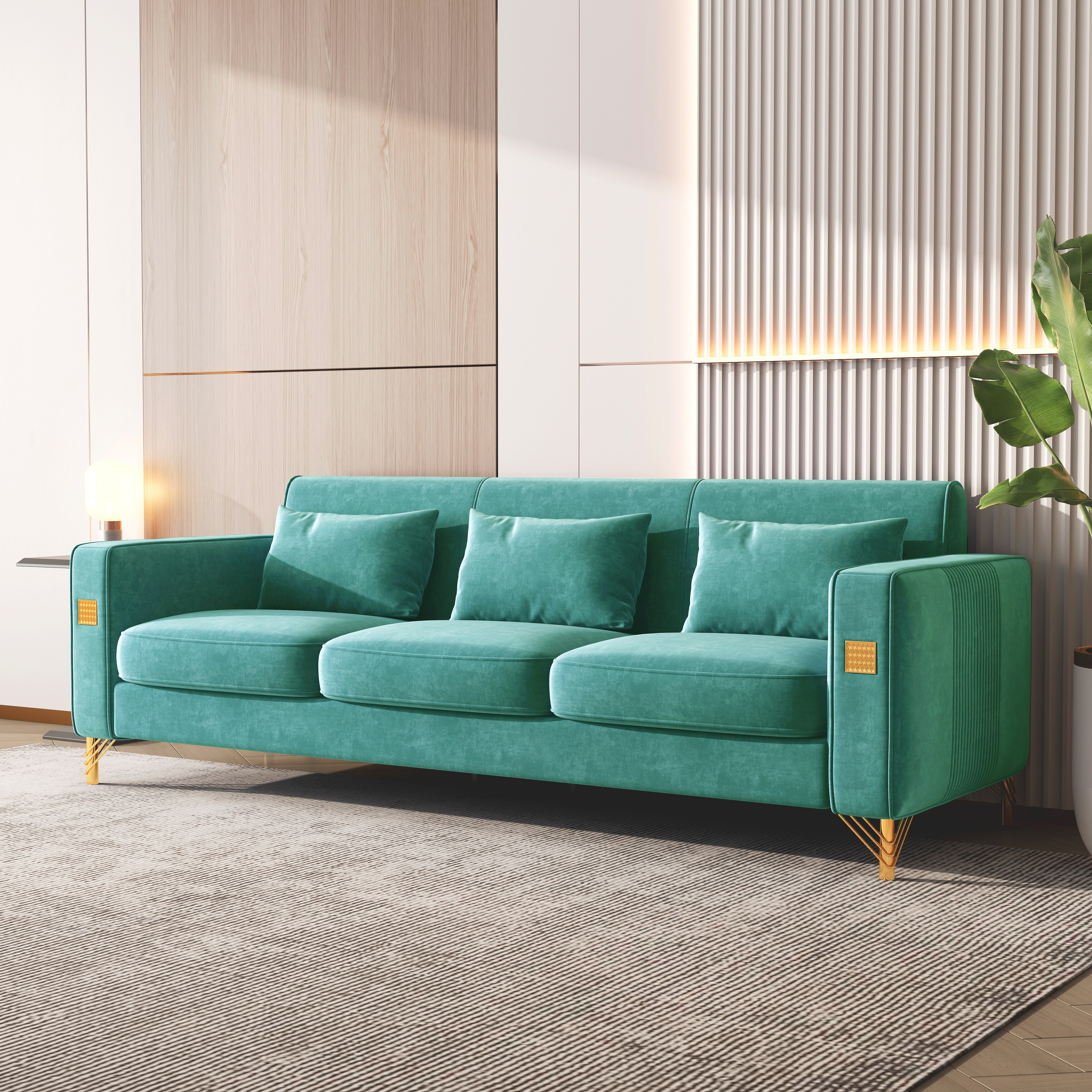 Teal velvet 3 seater sofa sales