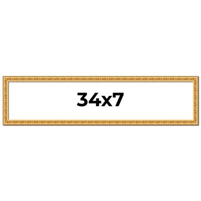 34x7 Frame Gold Real Wood Picture Frame Width 1 inches | Interior