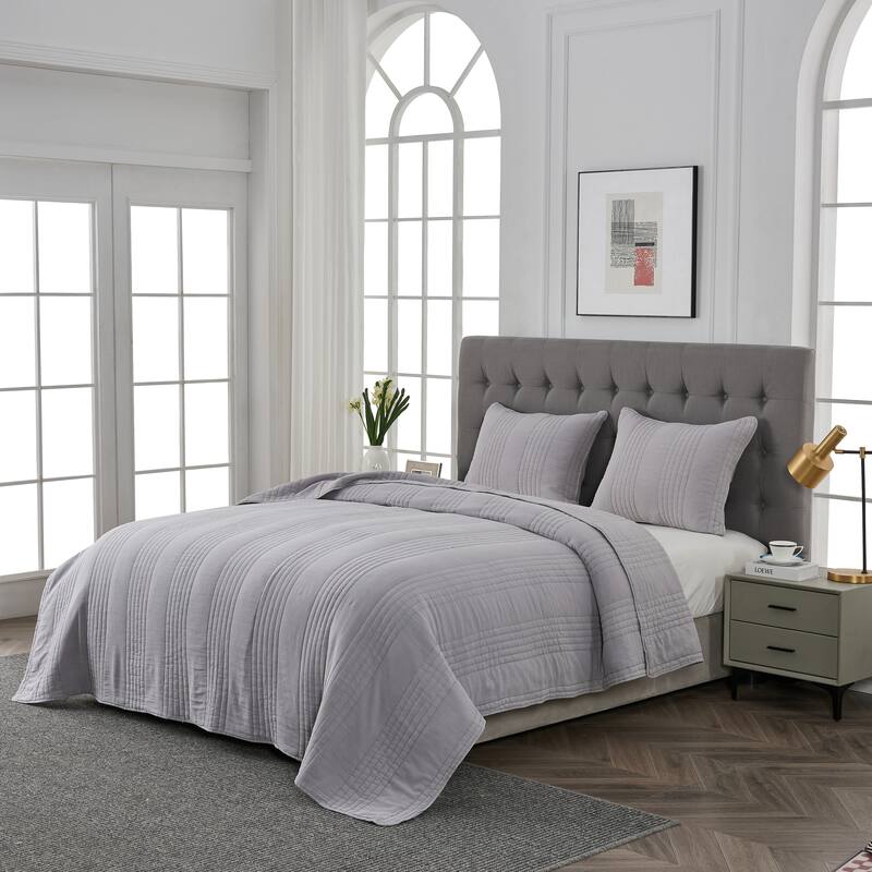 Stonewash Classic Cotton Quilt & Coverlet Set