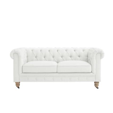 Kaylani Button Tufted Linen Loveseat For Living Room - 71 L x 33.5 W x 30.3 H