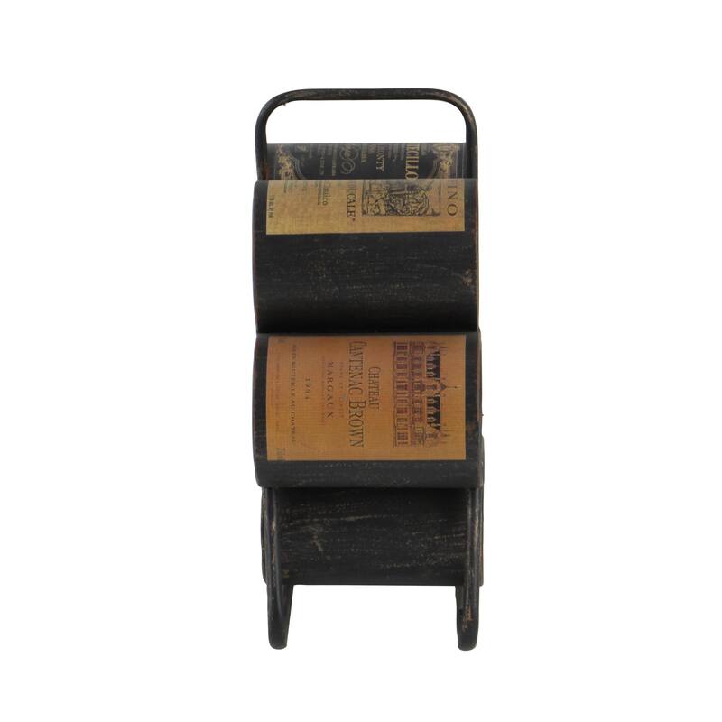Metal 6 Bottle Wine Rack - Black - Roche River Decor - 6"W x 12"L x 14"H