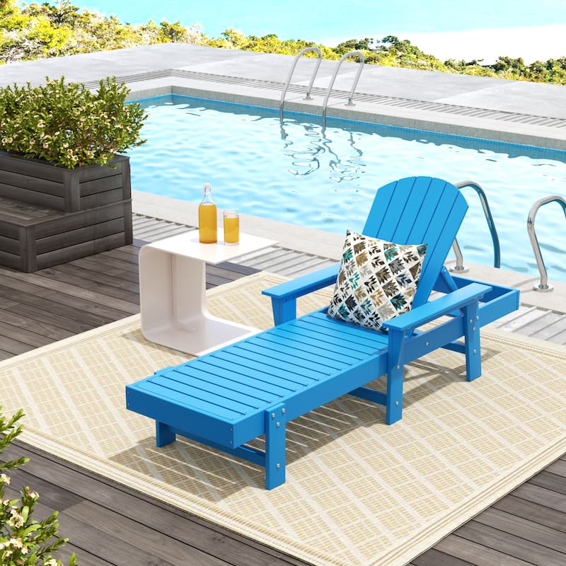 Polytrends Altura Poly Eco-Friendly All Weather Reclining Chaise Lounge with Arms - Pacific Blue