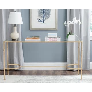 Safavieh Lucille Gold/ Tempered Glass Top Console - 63" x 16" x 32"