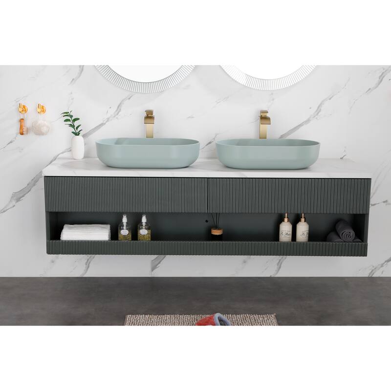 Eco-Friendly 24-Inch Acrylic Rectangular Vessel Sink, Durable and Hygienic, for Modern Bathroom Design - 24in L