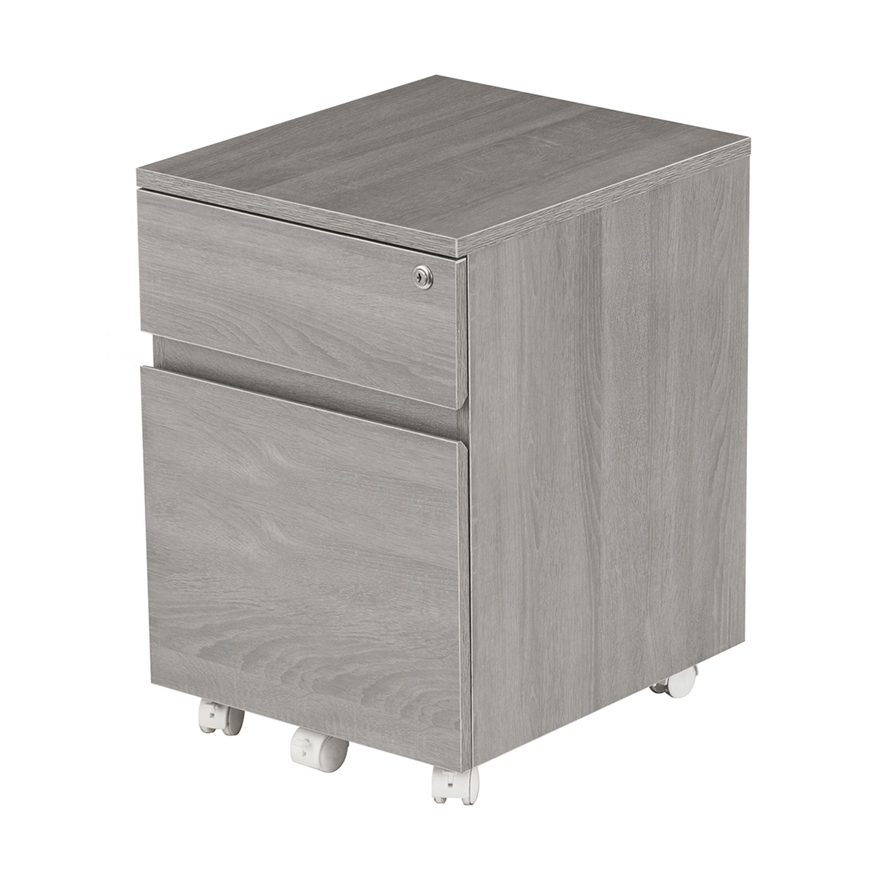 Rolling Two Drawer Vertical Filing Cabinet with Lock and Storage
