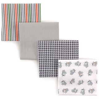 Luvable Friends Baby Boy Cotton Flannel Receiving Blankets, Dog 4-Pack, One Size - Dog 4-Pack - One Size