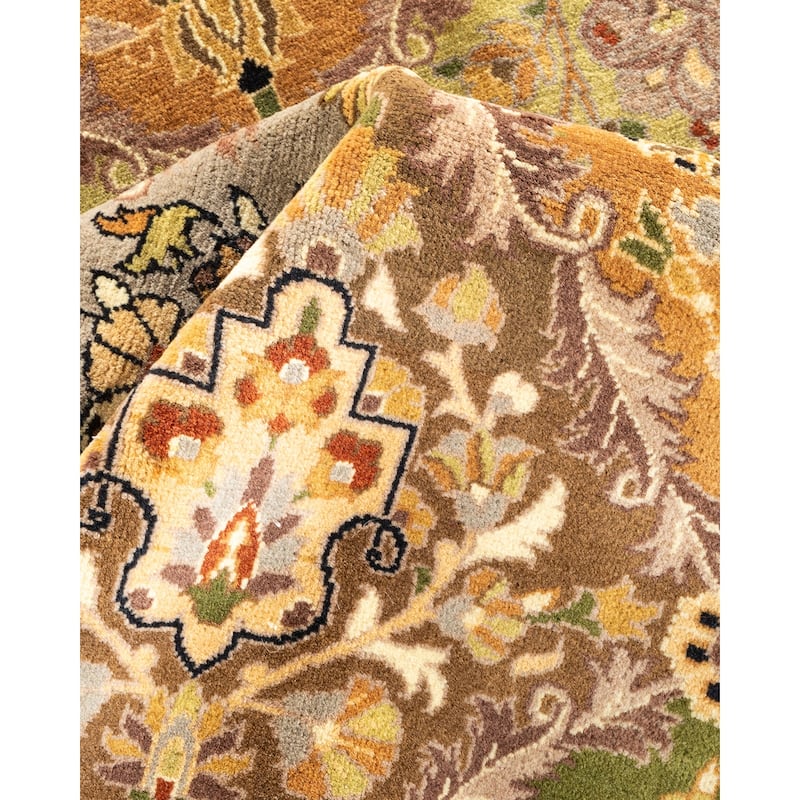 Overton Handknotted Wool Traditional Oriental Yellow Area Rug - 6' x 9'