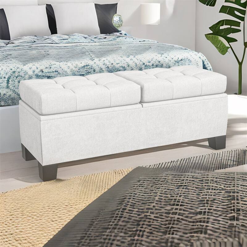 46" Storage Ottoman Bench,Button Tufted Storage Bench with Steel Frame