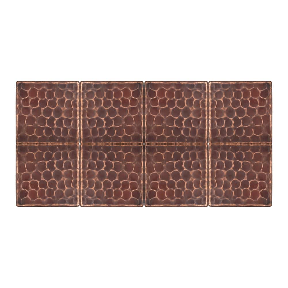 2" x 2" Hammered Copper Tile - Quantity 8 (T2DBH_PKG8)