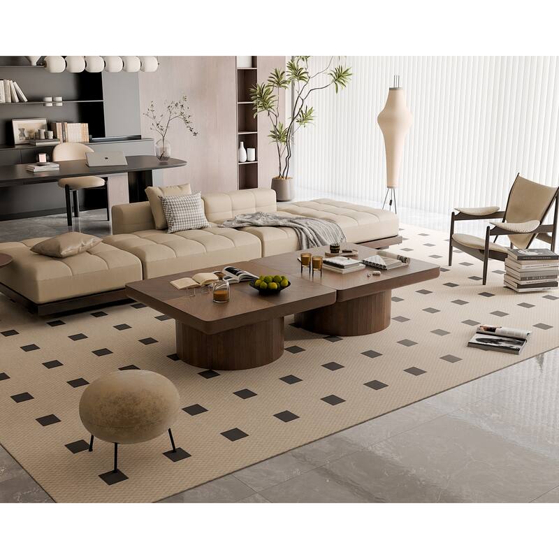 34.6'' Square Coffee Table Center Table for Living Room, Walnut Side Table Sofa Table Accent Table End Table