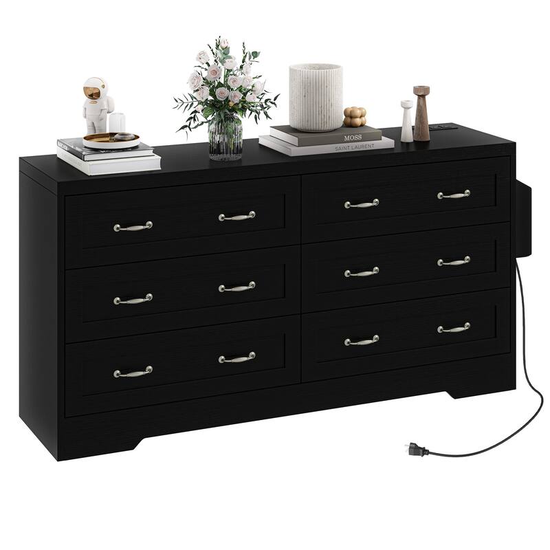 Moasis 6-Drawer 7-Drawer Double Dresser with Power Outlet and Organizer Bag