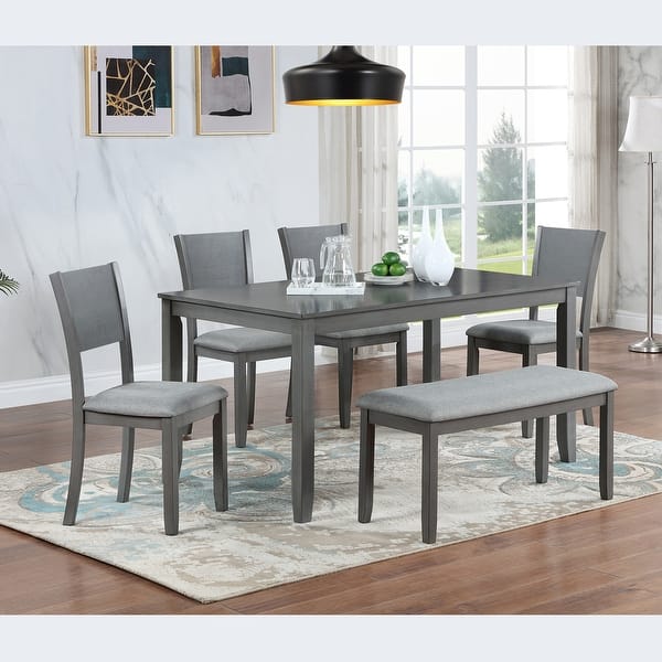 Dining Set Furniture Grey Table With Bench Crown Mark Grey
