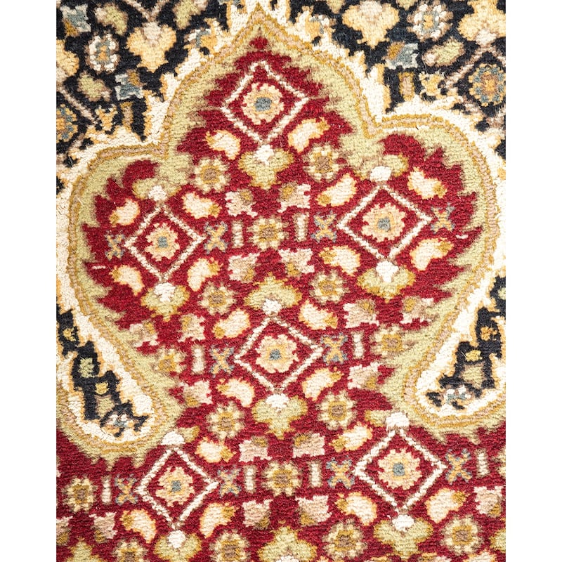 Overton Hand Knotted Wool Vintage Inspired Traditional Mogul Black Area Rug - 9 x 12