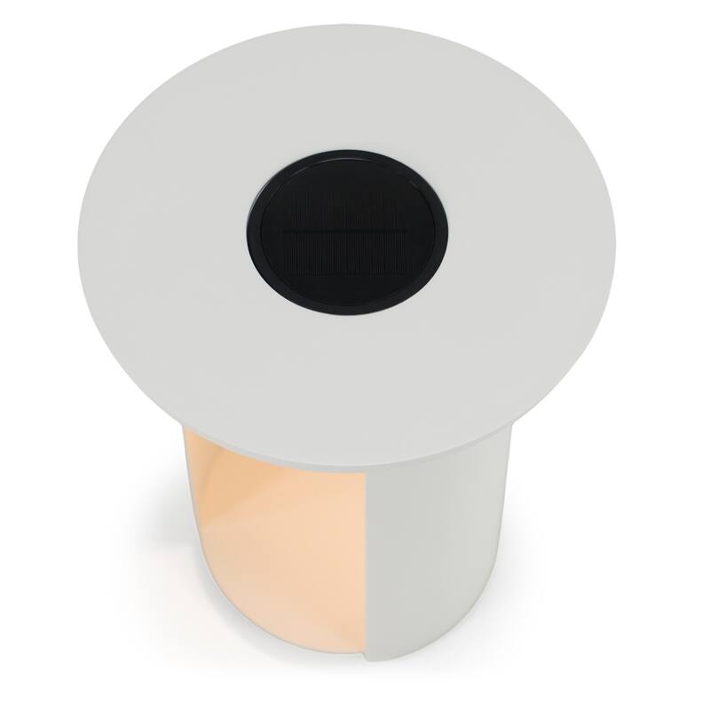 Renava Onza Outdoor White End Table w/ Solar Light