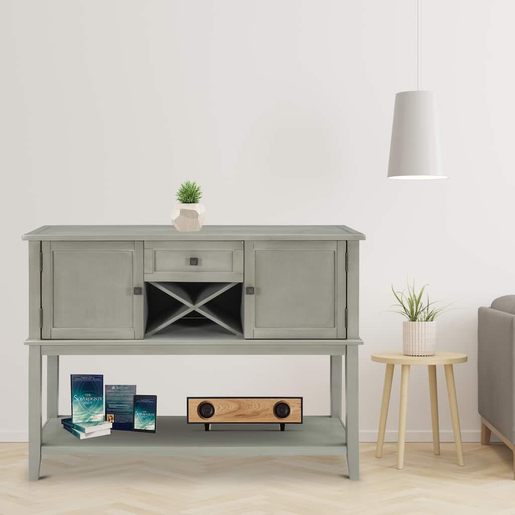 Maeve Wooden Console Table with Wine Rack and Open Shelf Storage