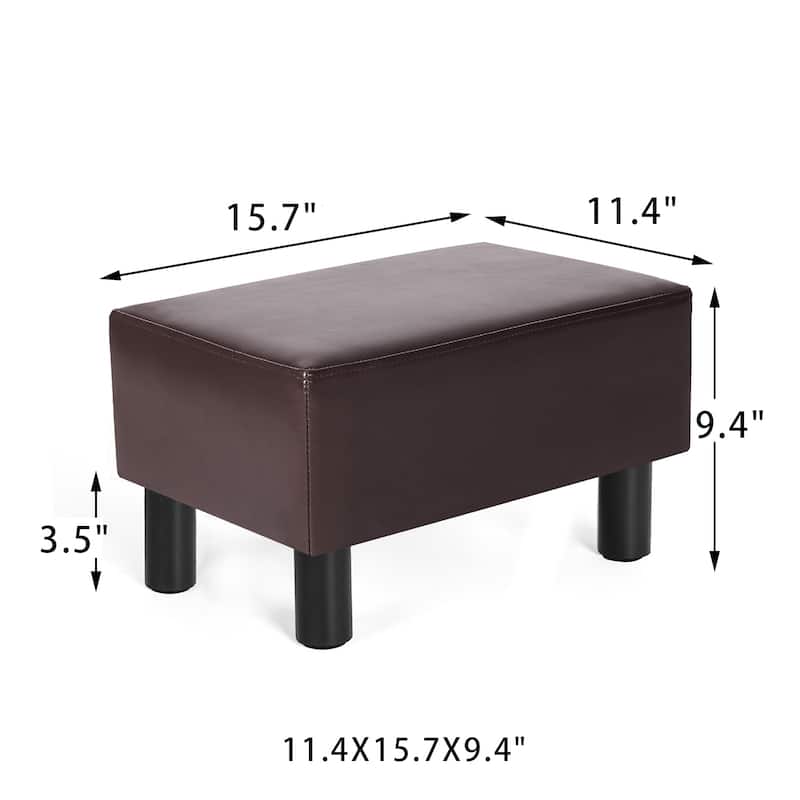Adeco Footstool Ottoman Faux Leather Foot Rest Stool