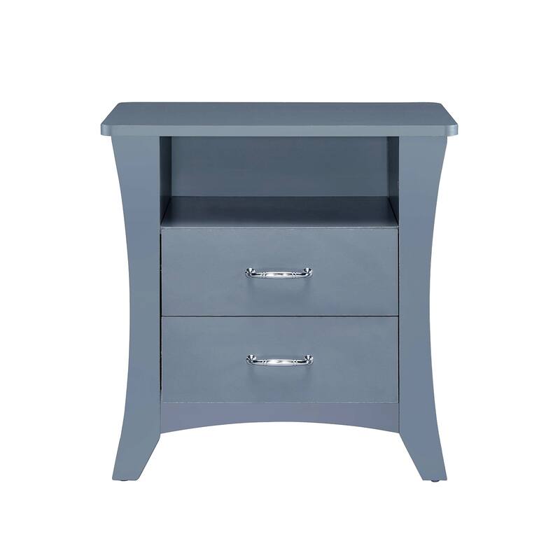 Nightstand with Top Open Compartment and 2 Drawers - Grey