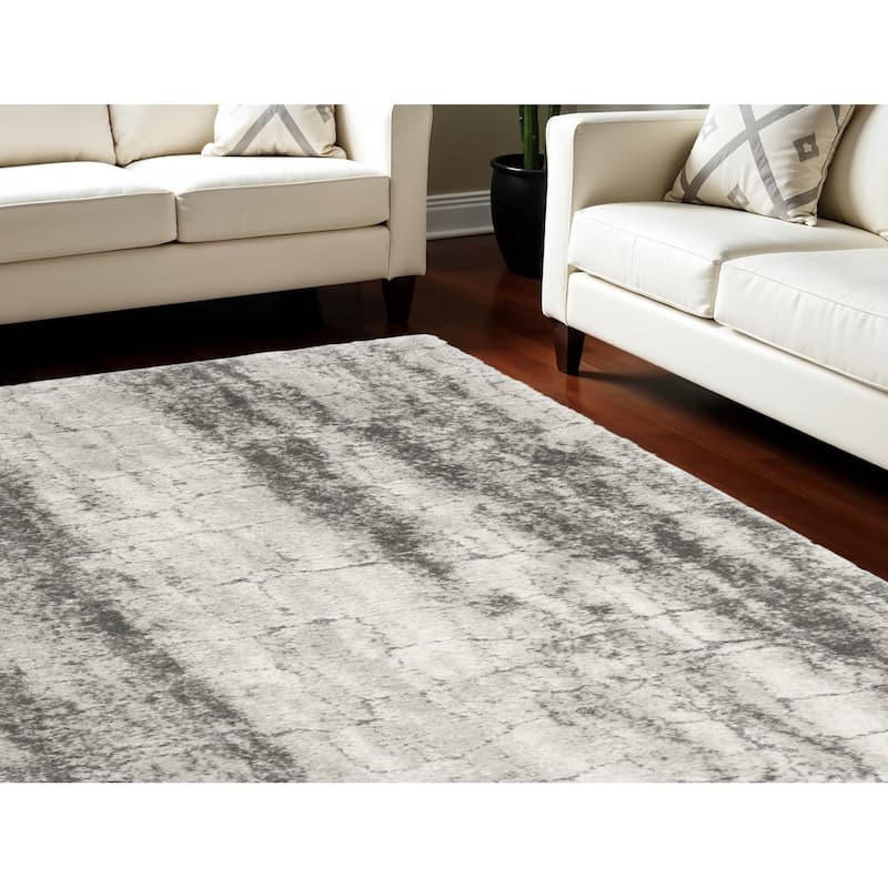 Power Loomed Abstract Modern Stain Resistant Soft Area Rug - 120' X '96' X '0.36 - 120' X '96' X '0.36 - Charcoal - Rectangle