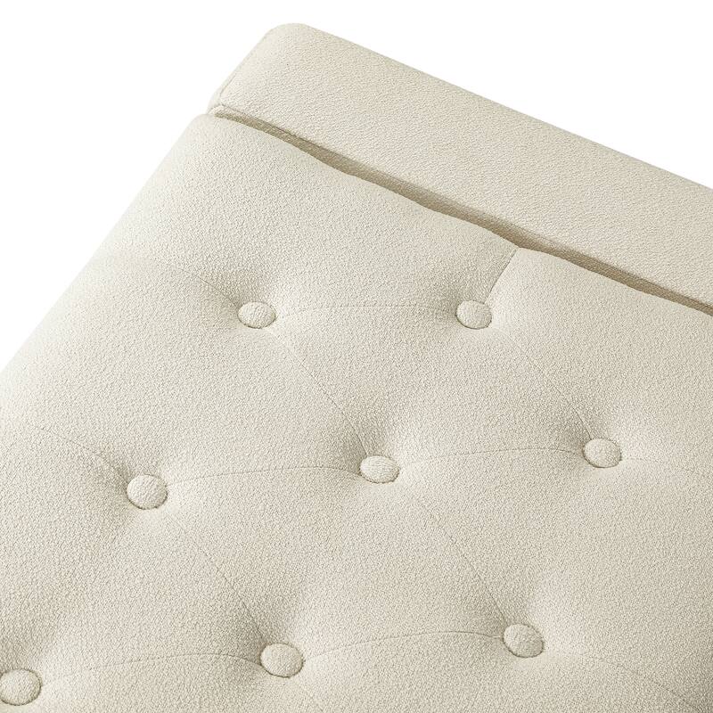 Adeco Rectangle Storage Ottoman Bench for Living Room, Bedroom