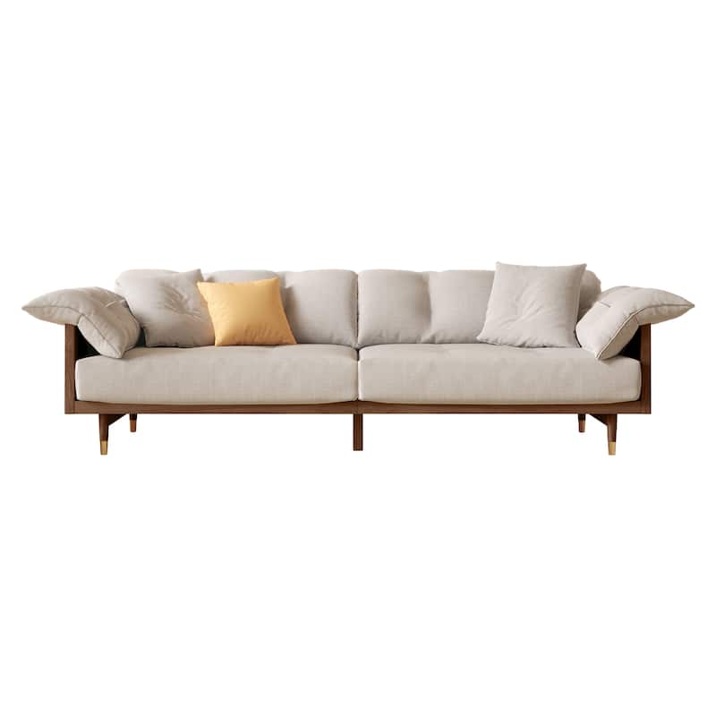 JASIWAY Modern 3-Seat Upholstered Cotton Linen Sofa