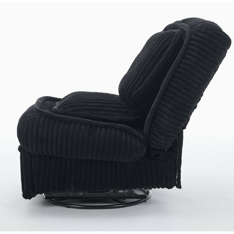 Corduroy 360° Swivel Glider Rocker Recliner with Pillows