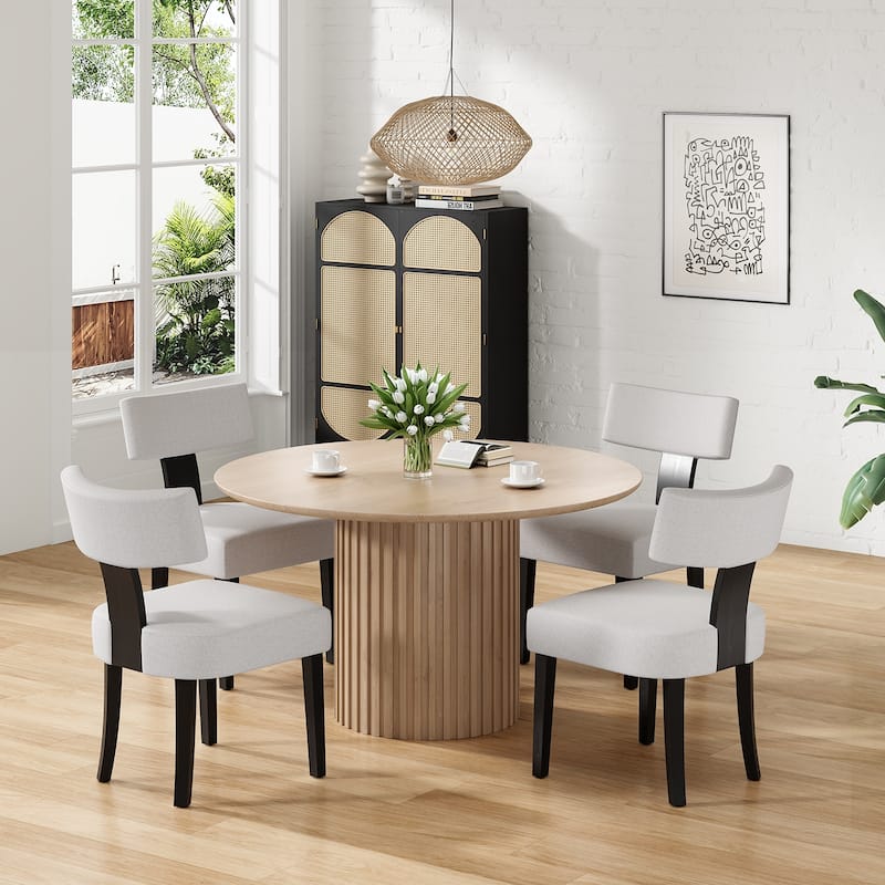 Upholstered Armless Dining Table Chairs Set of 2 with Hardwood Frame Curved Backrest for Kitchen Room